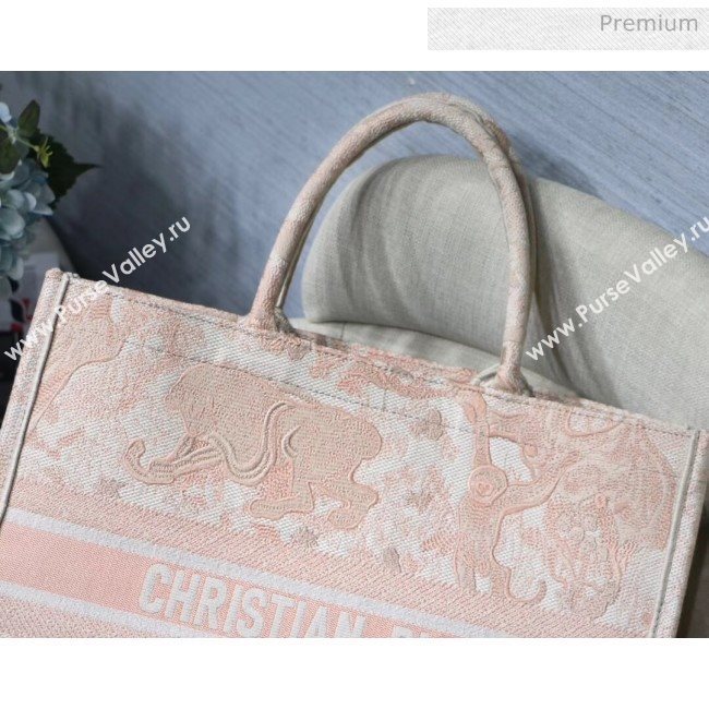 Dior Large Book Tote Bag in Tiger Embroidered Canvas Pink 2019 (XXG-20031910)