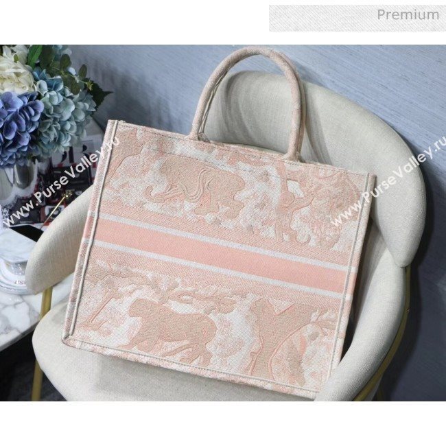Dior Large Book Tote Bag in Tiger Embroidered Canvas Pink 2019 (XXG-20031910)