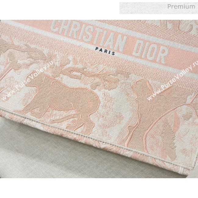 Dior Large Book Tote Bag in Tiger Embroidered Canvas Pink 2019 (XXG-20031910)