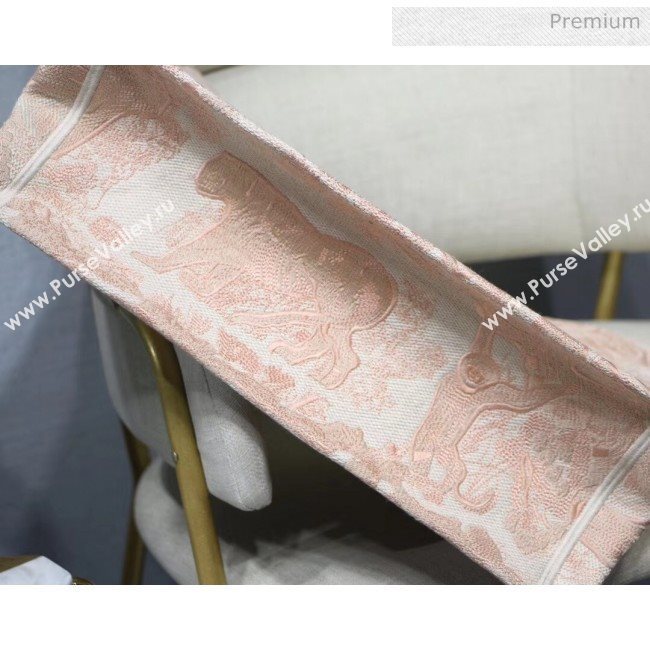 Dior Large Book Tote Bag in Tiger Embroidered Canvas Pink 2019 (XXG-20031910)