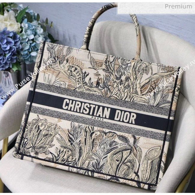 Dior Large Book Tote Bag in Daffodil Embroidered Canvas 2019 (XXG-20031909)