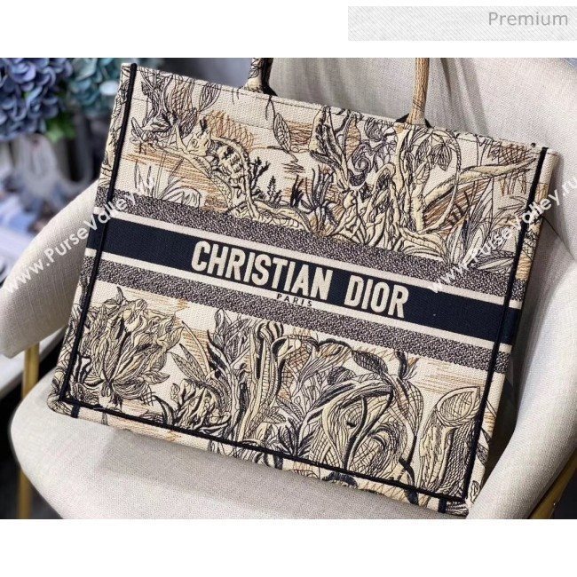 Dior Large Book Tote Bag in Daffodil Embroidered Canvas 2019 (XXG-20031909)