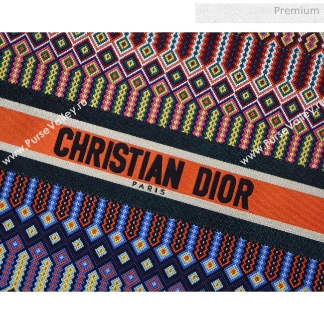 Dior Large Book Tote Bag in Multicolored Geometric Embroidered Canvas Orange 2019 (XXG-20031906)