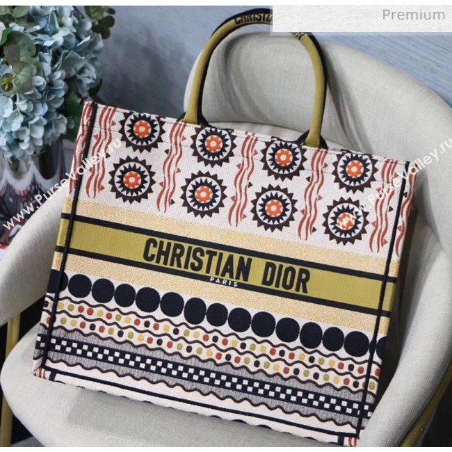 Dior Large Book Tote Bag in Multicolored Geometric Embroidered Canvas 2019 (XXG-20031905)