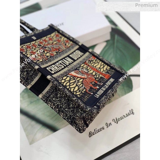 Dior Vertical Book Tote Bag in Tarot Orange Embroidered Canvas Cruise 2020 (XXG-20031901)