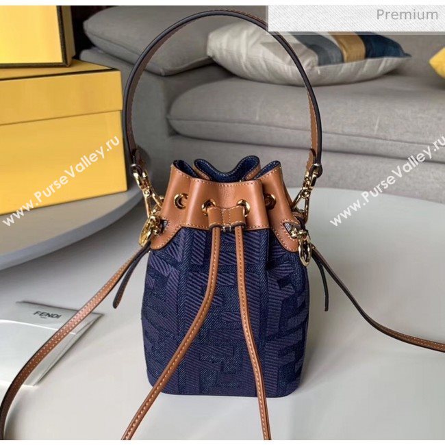 Fendi Mon Tresor FF Canvas Mini Bucket Bag Blue 2020 (HX-20032004)