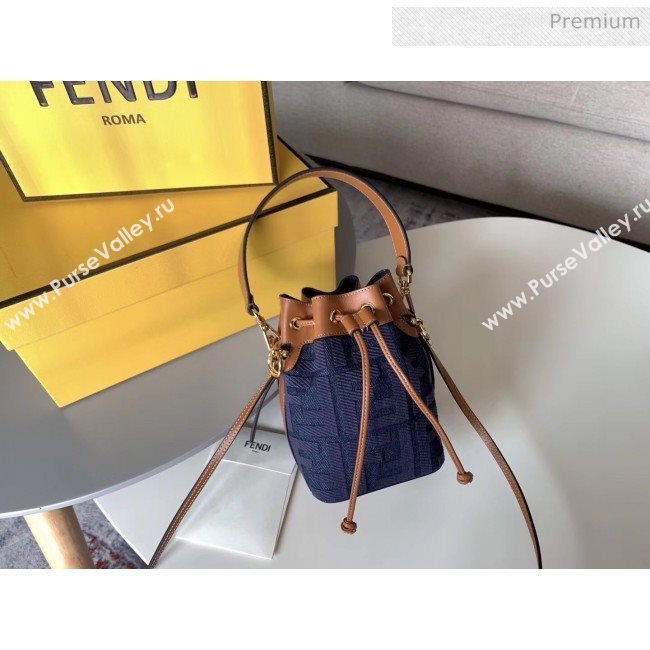 Fendi Mon Tresor FF Canvas Mini Bucket Bag Blue 2020 (HX-20032004)