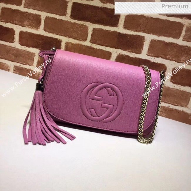 Gucci 336752 Soho Tassel Leather Chain Shoulder Bag Rosy (DLH-20032119)