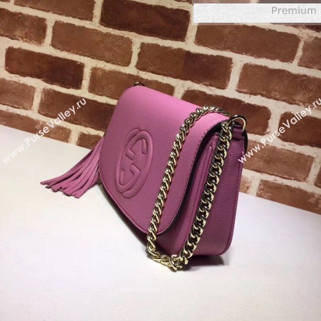 Gucci 336752 Soho Tassel Leather Chain Shoulder Bag Rosy (DLH-20032119)