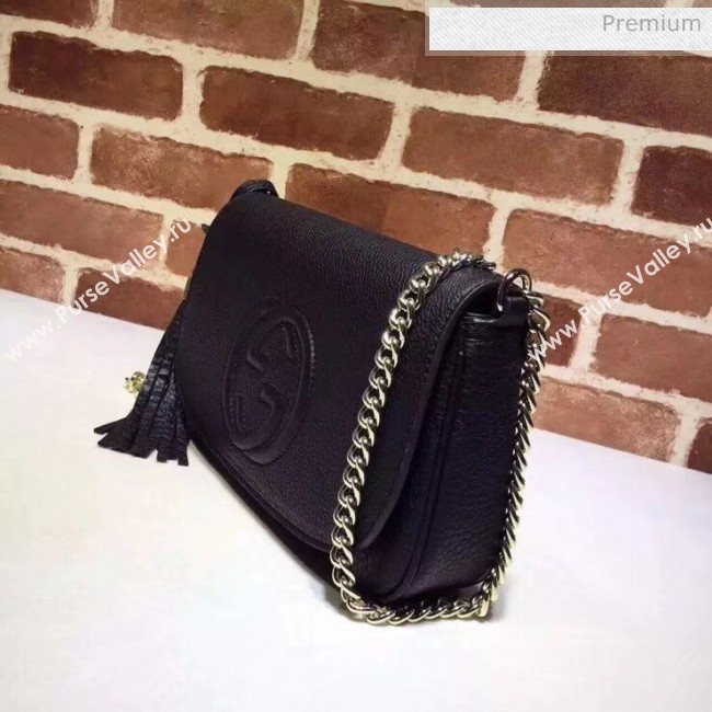 Gucci 336752 Soho Tassel Leather Chain Shoulder Bag Black (DLH-20032126)