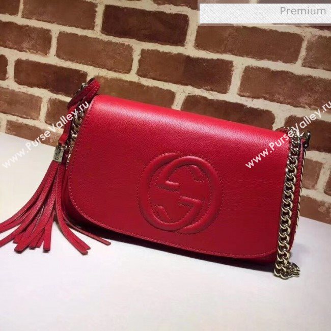 Gucci 336752 Soho Tassel Leather Chain Shoulder Bag Red (DLH-20032125)