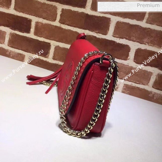 Gucci 336752 Soho Tassel Leather Chain Shoulder Bag Red (DLH-20032125)