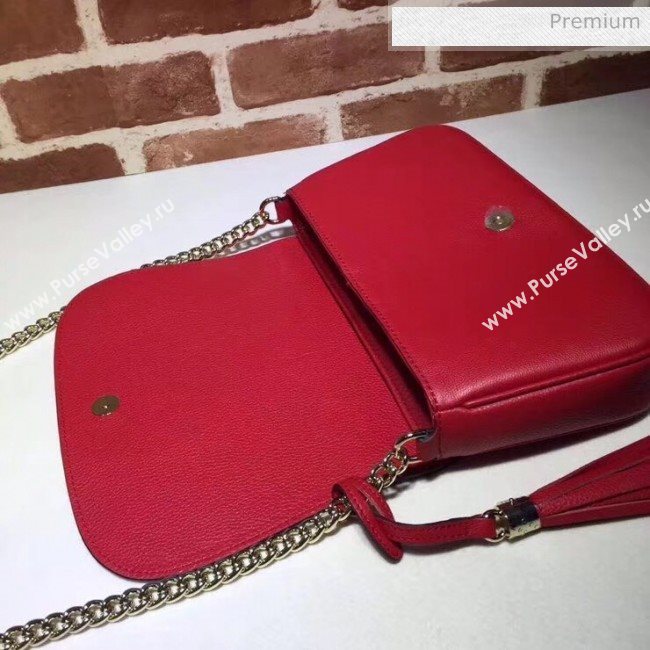 Gucci 336752 Soho Tassel Leather Chain Shoulder Bag Red (DLH-20032125)