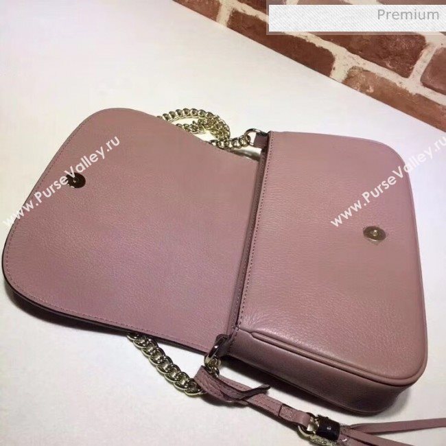 Gucci 336752 Soho Tassel Leather Chain Shoulder Bag Nude Pink (DLH-20032124)