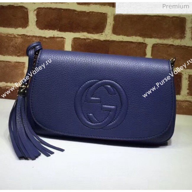 Gucci 336752 Soho Tassel Leather Chain Shoulder Bag Blue (DLH-20032123)
