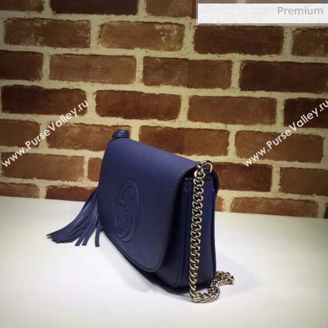 Gucci 336752 Soho Tassel Leather Chain Shoulder Bag Blue (DLH-20032123)