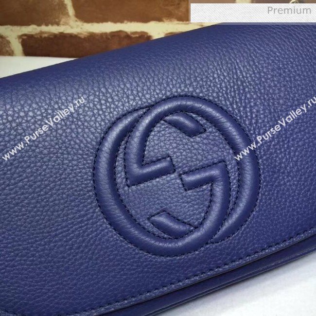 Gucci 336752 Soho Tassel Leather Chain Shoulder Bag Blue (DLH-20032123)