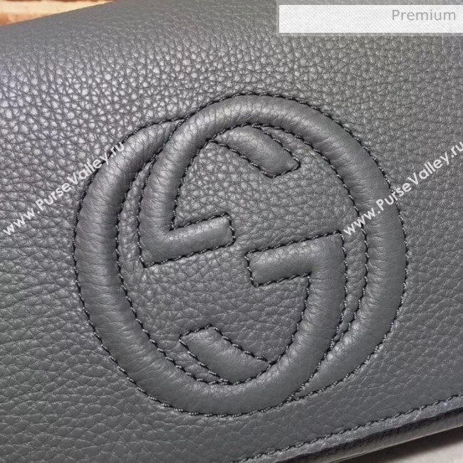 Gucci 336752 Soho Tassel Leather Chain Shoulder Bag Grey (DLH-20032120)