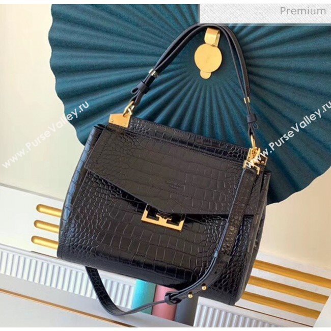 Givenchy Mystic Bag In Crocodile Pattern Calfskin Leather Black 2019 (YS-20032345)