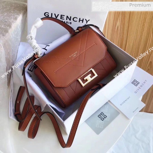 Givenchy Calfskin Leather Mini Eden Bag Brown 2019 (YZ-20032415)