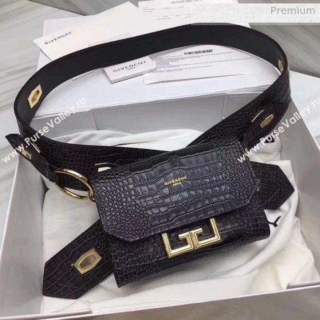 Givenchy Nano Eden Bag in Crocodile Pattern Calfskin Leather Black 2020 (YS-20032408)