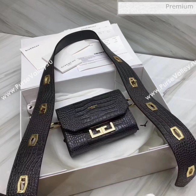 Givenchy Nano Eden Bag in Crocodile Pattern Calfskin Leather Black 2020 (YS-20032408)