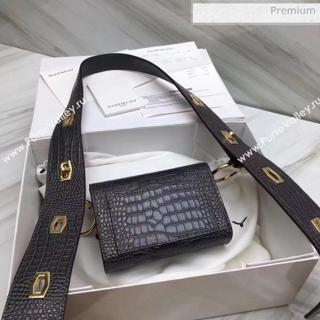 Givenchy Nano Eden Bag in Crocodile Pattern Calfskin Leather Black 2020 (YS-20032408)