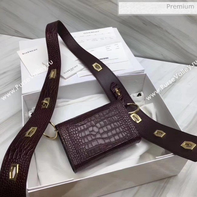 Givenchy Nano Eden Bag in Crocodile Pattern Calfskin Leather Burgundy 2020 (YS-20032409)