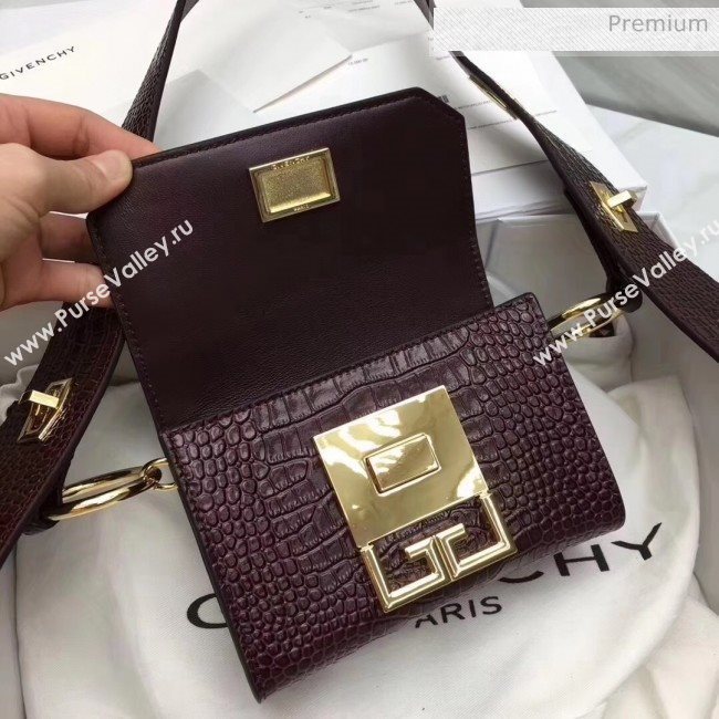 Givenchy Nano Eden Bag in Crocodile Pattern Calfskin Leather Burgundy 2020 (YS-20032409)