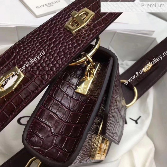 Givenchy Nano Eden Bag in Crocodile Pattern Calfskin Leather Burgundy 2020 (YS-20032409)