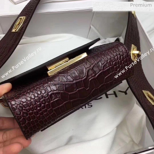 Givenchy Nano Eden Bag in Crocodile Pattern Calfskin Leather Burgundy 2020 (YS-20032409)