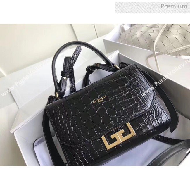 Givenchy Mini Eden Bag in Crocodile Pattern Calfskin Leather Black 2019 (YZ-20032416)