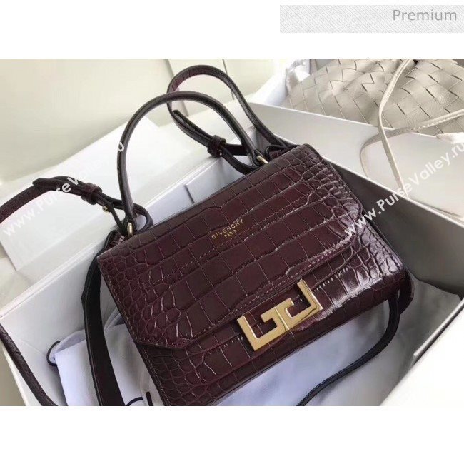 Givenchy Mini Eden Bag in Crocodile Pattern Calfskin Leather Burgundy 2019 (YZ-20032417)