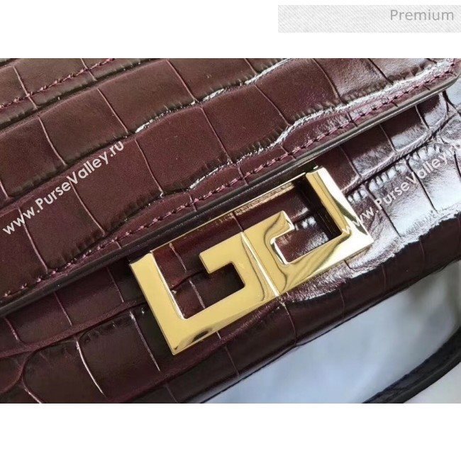 Givenchy Mini Eden Bag in Crocodile Pattern Calfskin Leather Burgundy 2019 (YZ-20032417)