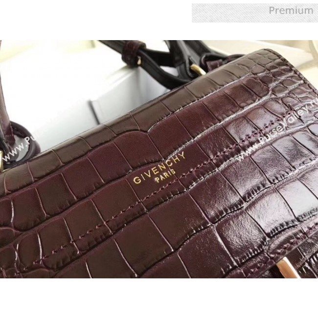 Givenchy Mini Eden Bag in Crocodile Pattern Calfskin Leather Burgundy 2019 (YZ-20032417)