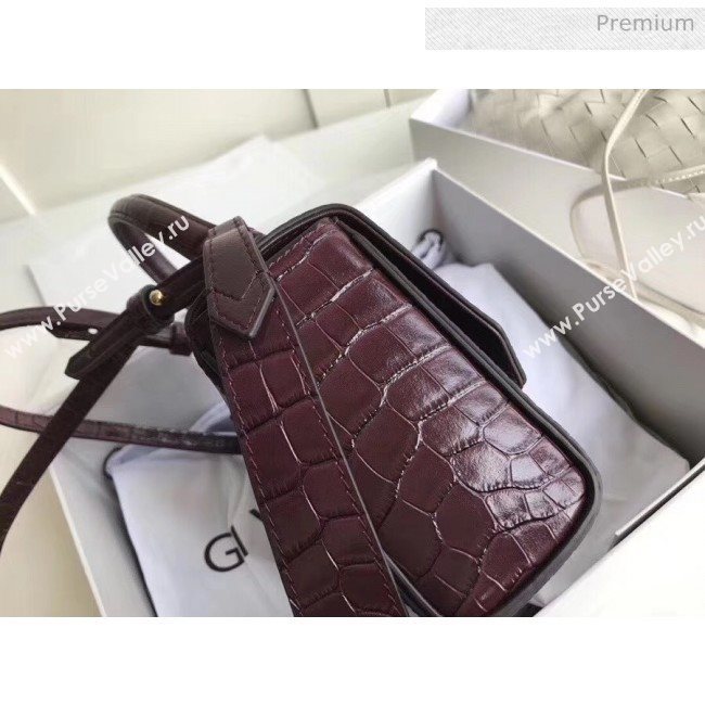 Givenchy Mini Eden Bag in Crocodile Pattern Calfskin Leather Burgundy 2019 (YZ-20032417)