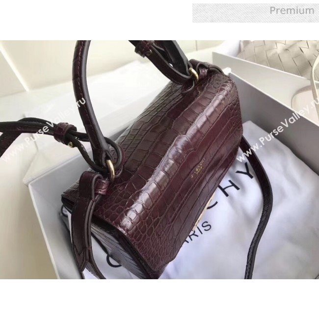 Givenchy Mini Eden Bag in Crocodile Pattern Calfskin Leather Burgundy 2019 (YZ-20032417)