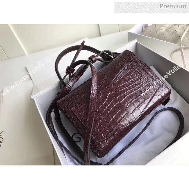 Givenchy Mini Eden Bag in Crocodile Pattern Calfskin Leather Burgundy 2019 (YZ-20032417)