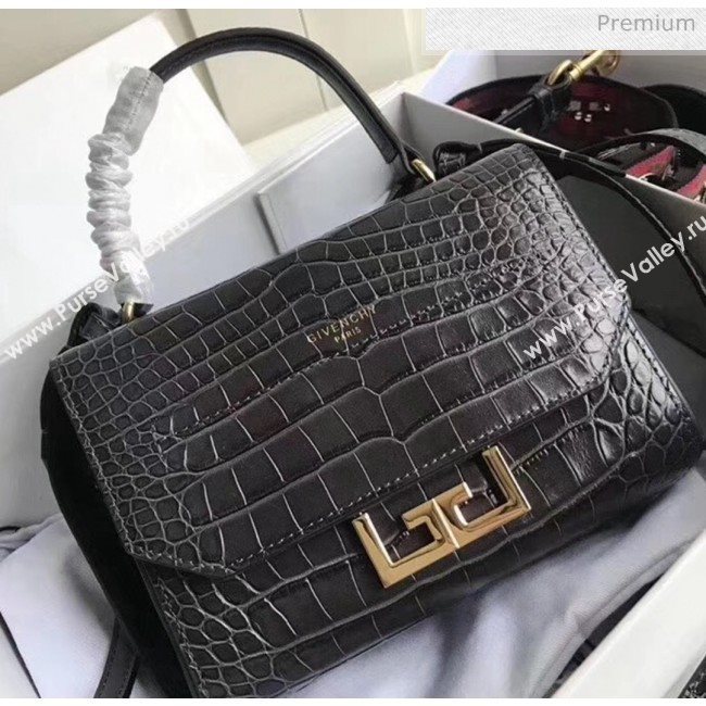 Givenchy Mini Eden Bag in Crocodile Pattern Calfskin Leather Grey 2019 (YZ-20032418)