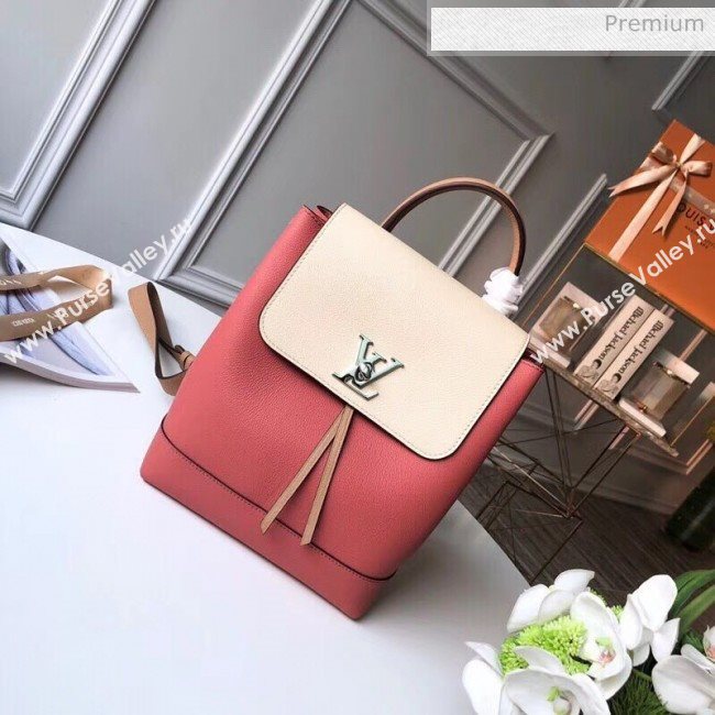 Louis Vuitton Grainy Calfskin Lockme Backpack Rouge/Beige M52734 (K-20032424)