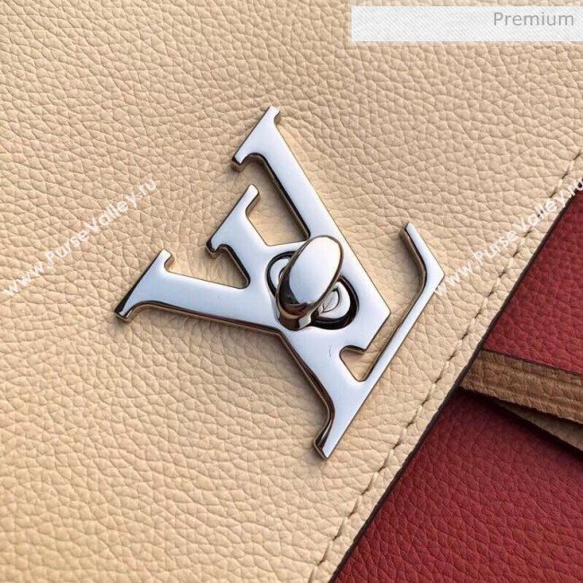 Louis Vuitton Grainy Calfskin Lockme Backpack Rouge/Beige M52734 (K-20032424)