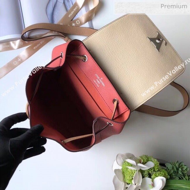 Louis Vuitton Grainy Calfskin Lockme Backpack Rouge/Beige M52734 (K-20032424)
