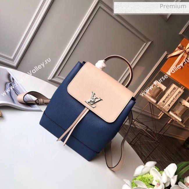Louis Vuitton Grainy Calfskin Lockme Backpack Blue/Beige M41815 (K-20032422)