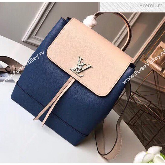 Louis Vuitton Grainy Calfskin Lockme Backpack Blue/Beige M41815 (K-20032422)
