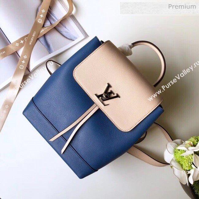 Louis Vuitton Grainy Calfskin Lockme Backpack Blue/Beige M41815 (K-20032422)