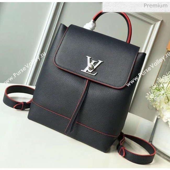 Louis Vuitton Grainy Calfskin Lockme Backpack Navy Blue/Red M43879 (K-20032423)