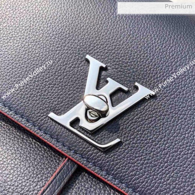 Louis Vuitton Grainy Calfskin Lockme Backpack Navy Blue/Red M43879 (K-20032423)