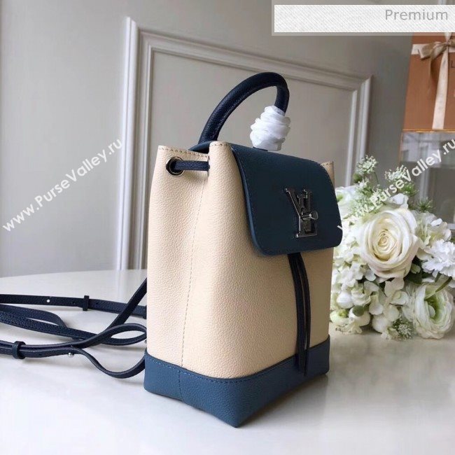 Louis Vuitton Grainy Calfskin Lockme Mini Backpack Off-White/Blue M55017 (K-20032431)