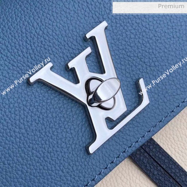 Louis Vuitton Grainy Calfskin Lockme Mini Backpack Off-White/Blue M55017 (K-20032431)