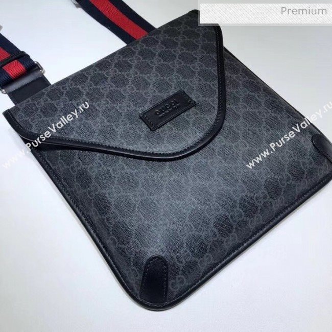 Gucci GG Supreme Flap Messenger Bag 599521 Black (DLH-20032319)